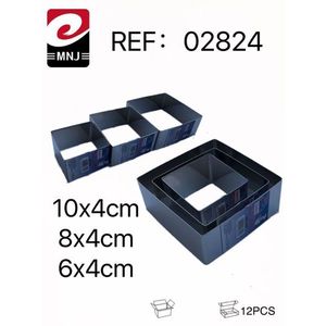MNJ Square Cake Pan 10x4cm 8x4cm 6x4cm Set of 12pcs for Baking - Product Image 3