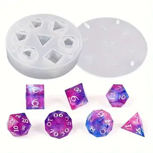 7 Cavities Sharp Edge Polyhedral Dice Silicone Molds For Epoxy Resin Casting DIY Standard Dice Table Board Game Lovers Gift
