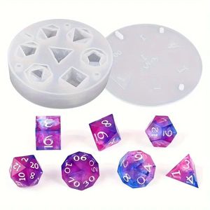 7 cavités tranchantes dés polyédriques moules en Silicone pour résine époxy coulée bricolage Standard dés Table <span class=keywords><strong>jeu</strong></span> <span class=keywords><strong>de</strong></span> société amoureux cadeau - Product Image 1