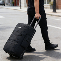 Sac de voyage à roulettes grande capacité, luxe moderne, pliable, en tissu Oxford souple, avec 2 roues pivotantes, sac de voyage à roulettes
