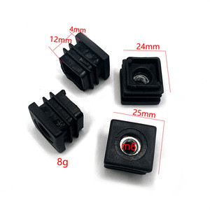 Plastic Square Nut Plug 25mm M6 <b>Adjustable</b> Minimalist Furniture Foot with Anti-Slip Pad and Easy Installation for <b>Table</b> Use - Product Image 1