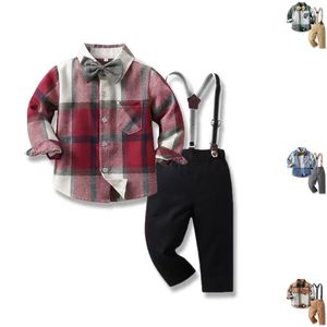 Tirantes de Caballero con Lazos, Top de Manga Larga a Cuadros Otoñales y Traje de Pantalón con Lazo - Product Image 1