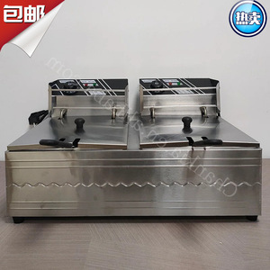 Freidora eléctrica comercial de 12L con filtro de aceite, doble tanque de acero inoxidable para uso en restaurantes - Product Image 4
