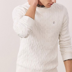 Suéter de costilla de lana Suéter de punto de manga larga personalizado Vintage Suéter de punto de perfil de bandera Feo - Product Image 2