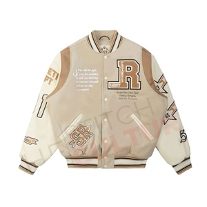 Veste d'hiver élégante personnalisée avec broderie en serviette Doublure en satin Tissu en polycoton Boutons sur le devant Veste universitaire pour hommes - Product Image 1