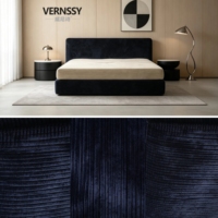 Cadre de lit rembourré en velours crème, doux et compressé, taille King Queen, en tissu modulaire, sans assemblage, compressé sous vide
