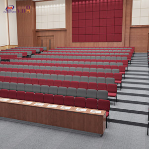 Chaise d'église rouge rembourrée en métal, empilable, avec étagère, pour banquets, auditoriums <span class=keywords><strong>et</strong></span> théâtres, vente en lot - Product Image 4