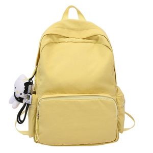 Women's <b>Backpack</b> Yellow Solid Color Water Resistant Everyday Use High Capacity <b>School</b> Travel <b>Backpack</b> - Product Image 5