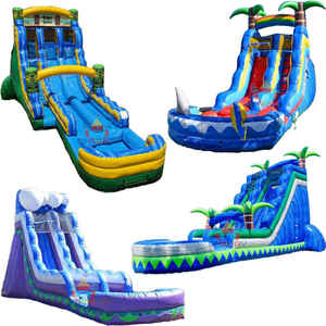 Tobogán inflable de lona de PVC comercial para juegos de parque acuático para piscina doméstica uso residencial incluye kits de reparación - Product Image 3