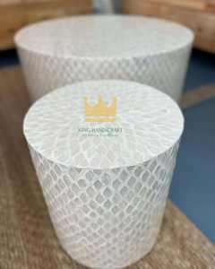 Artisan <b>Mother</b> of Pearl Inlay Coffee Table - Handcrafted Wooden Accent Table for Luxury Living Room Furniture - Product Image 1