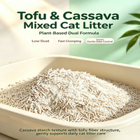 Litière pour chat en cassava et tofu biodégradable, écologique, à agglomération rapide, échantillons gratuits, remises en gros, usine ODM