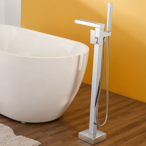 Juego De Grifo De Baño De Soporte Sin Suelo Grifo De <span class=keywords><strong>Banera</strong></span> Bañera Mezclador De <span class=keywords><strong>Ducha</strong></span> Baño Latón Cromado Moderno Contemporáneo - Product Image 4