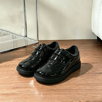Chaussures décontractées pour garçon, chaussures habillées en cuir PU noir personnalisées, chaussures de campus et d'école pour fille