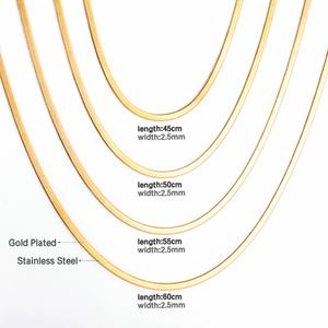 Cadenas de Joyería Hechas a Mano, Elegantes e Impermeables, Cadena Plana Tipo Serpiente, Chapada en Oro, Cadena de Oro PVD - Product Image 1