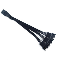 Adaptor Splitter Kipas PWM 3Pin 1 ke 4 Kabel Kustom, Perakitan Kabel untuk Ekstensi Kipas Pendingin CPU PC HUB Berselubung