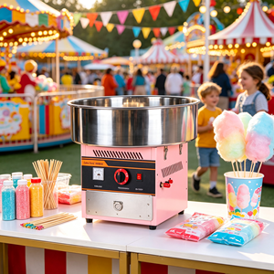 Commercial Cotton <b>Candy</b> <b>Machine</b> Automatic Filament Maker Stainless Steel Bowl Pink <b>Candy</b> Floss Maker for Mobile Stall - Product Image 3
