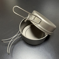 Boîte à lunch double face en titane pur pour l'extérieur, ensemble d'ustensiles de cuisine, casserole à sauce, cuiseur vapeur pliable et léger pour l'extérieur