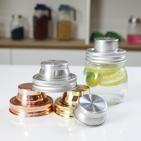 Couvercles de shaker à cocktail en verre Mason doré rose personnalisés, qualité alimentaire, 70 mm, en acier inoxydable
