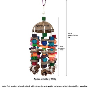 Giocattolo a spirale grande per pappagalli, per affilare il becco, mordere, strappare e distruggere, con blocchi di legno massello e palline di rattan colorate decorative - Product Image 5