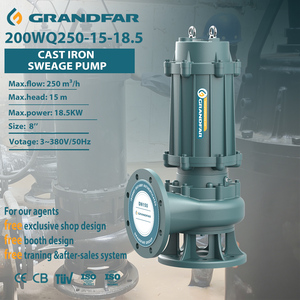 Bomba Sumergible para Aguas Residuales GRANDFAR de 8 Pulgadas, 380V, 25HP, 18.5KW, Hierro Fundido, Industrial, 200WQ250-15-18.5 - Product Image 1