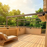 Pergola pliante motorisée imperméable avec structure en aluminium robuste, résistante au vent, pour hôtel, jardin, balcon, piscine