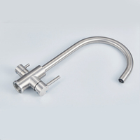 Robinet de cuisine SANIVITAL style moderne en acier inoxydable 304 à double poignée, monotrou, avec bec flexible pour usage domestique