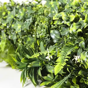 ZC tanaman plastik dekorasi taman vertikal Panel daun hijau rumput pinggiran rumput buatan dinding gantung Panel tanaman