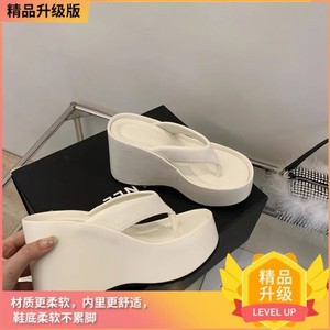 Nouvelles tongs de plage d'été pour femmes, style célébrité internet, avec semelle <span class=keywords><strong>compensée</strong></span> épaisse et dessus en microfibre, semelle extérieure en caoutchouc - Product Image 6