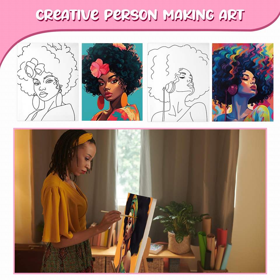 DIY Paint Mini Pre Drawn Outline & Pre-Stenciled Art Printing Canvas ...