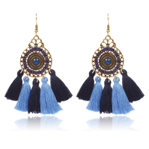 Tassel <b>Drop</b> Earrings Zinc Alloy Antique Gold Plated Resin Stone Women's Party Fashion Earrings - Product Image 1