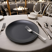 Assiettes Rondes Noires Mates en Mélamine Personnalisées Style Japonais, Vaisselle en Plastique pour Pâtes et Plats, 6/7/8/9/10/11/12 Pouces