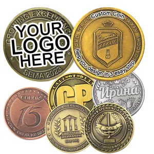 Moeda de desafio de prata e ouro antiga estampada em liga de zinco, moeda de metal 2D 3D, moeda de desafio personalizada, coleção de moedas personalizadas