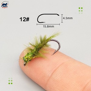Mosca Artificial de Pesca de Hundimiento con Pluma Natural, Modelo Green Damselfly Nymph, <span class=keywords><strong>para</strong></span> Trucha, Lubina y Salmón, Talla 12 #   Señuelos de Pesca con Mosca <span class=keywords><strong>para</strong></span> Venta al por Mayor - Product Image 4