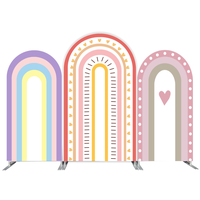 Housse de fond d'arche à thème arc-en-ciel en tissu élastique Spandex pour décorations d'événements : anniversaires, mariages, baby showers