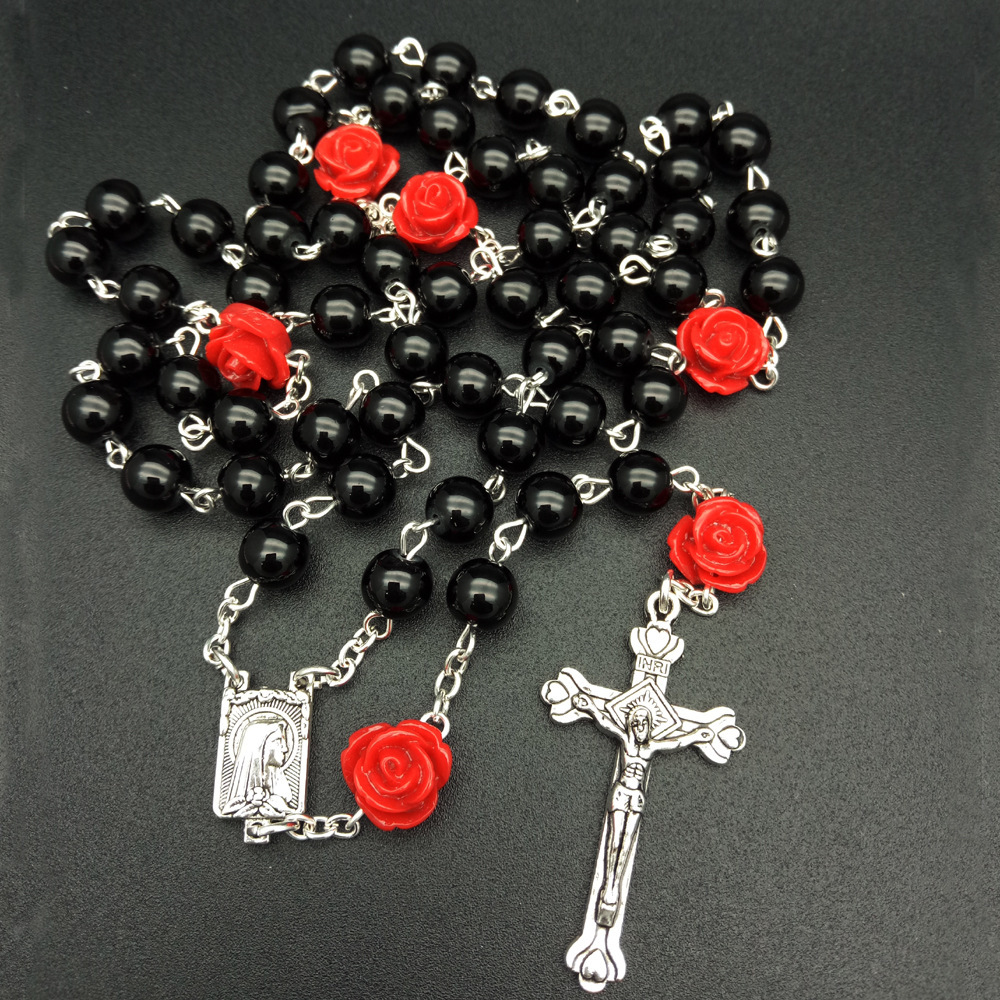 RELIGIOSA ANCIEN CHAPELET De Poche Marie Et Jesus Perles En Verre EUR