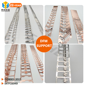 Pieza de estampado de cobre progresivo personalizado, prensa de troquel continua de chapa, <span class=keywords><strong>Terminal</strong></span> de pasador de metralla y conector de cable de <span class=keywords><strong>terminal</strong></span> de cable - Product Image 1