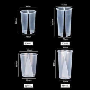 LOKYO Neuerscheinung Transparente 16oz 24oz To-Go-Plastikbecher mit Deckeln und Strohhalmen 2-Fach Geteilte Boba-Becher - Product Image 4