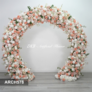 DKB Hot Selling Handmade Eco-Friendly Durable Washable Silk <b>Flower</b> Arch Magenta and Red Floral for Wedding and Party Decorations - Product Image 3