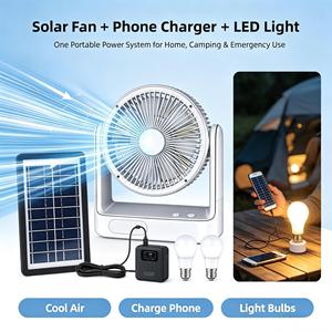 solar <b>fan</b> with powerbank With Solar Energy Gift Box Outdoor Standing <b>Fan</b> - Product Image 1