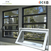 Système extérieur moderne de fenêtre à auvent en aluminium multicolores, à persiennes battantes, gris foncé thermolaqué