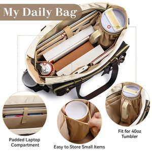 Sac à bandoulière structuré pour femmes de bureau OEM ODM, sacoche pour ordinateur portable 15,6 pouces, sacoche en nylon imperméable pour réunion d'affaires, voyage - Product Image 2