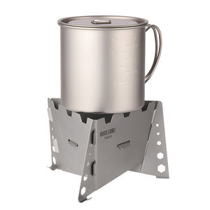 Juego de Estufa de Alcohol Sólido Portátil Ligera de Titanio para Acampar al Aire Libre, <span class=keywords><strong>Senderismo</strong></span>, con Protector Contra el Viento, Soporte para Cocina y Olla - Product Image 5