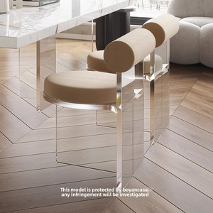Silla de Comedor Moderna Minimalista con Tapicería de Terciopelo, Diseño de Suspensión Transparente en Acrílico, Ecológica, para Hotel y Hogar - Product Image 1