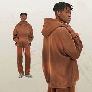 Ensemble sweat-shirt et pantalon de survêtement pour homme, avec logo personnalisé, coupe oversize, épais, grandes tailles, avec poches - Product Image 1