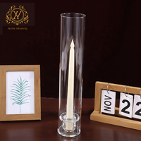 Bougie Tube droit clair coupe-vent ouragan chandelier tête unique cristal verre bougeoir pour centres de table de mariage