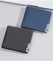 Dompet Pendek Minimalis Ramping Desain Baru Baellerry untuk Pria, Dompet Kartu Bisnis Sederhana Lipat Dua dengan Banyak Slot Kartu, Kulit PU