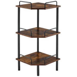 Estante de Almacenamiento Multifuncional de Esquina, de Madera de Bambú, Tipo Poligonal, Color Madera Quemada, para Sala de Estar - Product Image 5