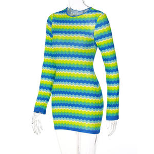 Verano europeo y americano nuevo espalda abierta con cordones hueco Color <span class=keywords><strong>caramelo</strong></span> Vestido de manga larga SML <span class=keywords><strong>ropa</strong></span> de <span class=keywords><strong>mujer</strong></span> - Product Image 4