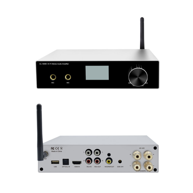 2x50W Digital Power Amplifier Karaoke Stereo Amp with Mic Reverb Echo Hi-Fi Home Audio for ARC Optical USB Input