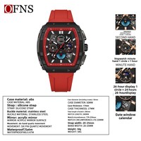Montre-bracelet à quartz pour homme OFNS, best-seller transfrontalier, 50 mm, en silicone, chronographe à trois sous-cadrans, six aiguilles, étanche 50 m
